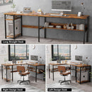 L Shaped Computer Desk With USB Ports And Power Outlets Rustic Brown