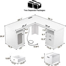 L Shaped Computer Desk with Power Outlets and USB Ports