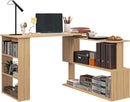 L Shaped Corner Desk With 360 Degree Rotation And Shelves