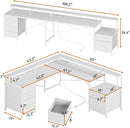 L Shaped Desk 108 Inch White Two Person Corner Computer Desk