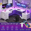 L Shaped Desk 108 Inch White Two Person Corner Computer Desk