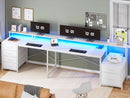 L Shaped Desk 108 Inch White Two Person Corner Computer Desk