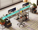 Grey Oak 75 Inch L Shaped Desk With Power Outlet And LED Lighting