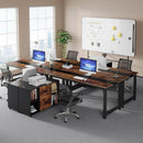 L-Shaped Executive Office Desk With Spacious File Cabinet