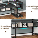 L Shaped Gaming Desk with LED Strip and Storage Shelves