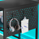 L Shaped Gaming Desk with LED Strip and Storage Shelves