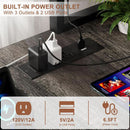 L Shaped Gaming Desk With Power Outlets And Grey Oak