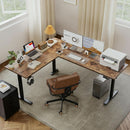 L Shaped Electric Standing Desk 75x61 Sit Stand Brown