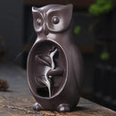 Ceramic Owl Waterfall Animal Backflow Incense Burner