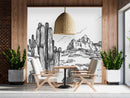 Fashionable Cactus Pattern Wallpaper Sophisticated