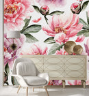 Stylish White Floral Wallpaper Contemporary