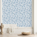 Stylish Blue Leaves Wallpaper Vogue