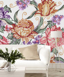 Stylish Modern Multicolored Peonies Wallpaper