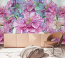 Voguish Large Pink Flowers Wallpaper Chic