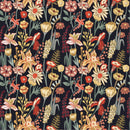 Elegant Wildflowers on Black Background Wallpaper Chic