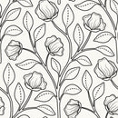 Fashionable Floral Contour Wallpaper Tasteful