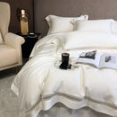 Lace trim eucalyptus lyocell luxury bedding set bedroom white satin