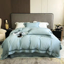 Lace trim eucalyptus lyocell luxury bedding set bedroom white satin
