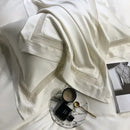 Lace trim eucalyptus lyocell luxury bedding set bedroom white satin