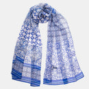 Miramar - Long Silk Scarf - Blue