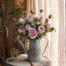 Artificial Silk Lady Pink Rose Leaf Bouquet 16" Tall
