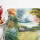 Landscape fringed jacquard sofa blanket living room throw