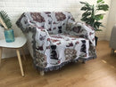 Landscape fringed jacquard sofa blanket living room throw
