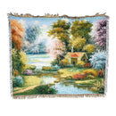 Landscape fringed jacquard sofa blanket living room throw