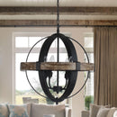 Landwehr 4-Light Candle Style Globe Chandelier with Wood Accents