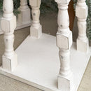 Distressed White Turned Wooden Open Lanterns, Set of Two