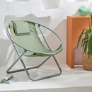 lare aurora green foldable metal frame canvas chair gray metal frame product shot green vases plant inside wicker planter green peshtemal on floor