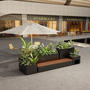 10FT Large Industrial Outdoor Flowerbox Bench With Metal Planter And Hardwood Seat [Made-To-Order] (SAK95620)