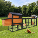 Large 114-Inch Outdoor Wooden Chicken Coop With Run And Nesting Box (SAK83516)