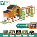 Large 122-Inch Chicken Coop With Run, Nest Box & Removable Tray For 4-6 Hens (SAK19542)