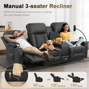 Large 3 Seat Recliner Sofa with USB Ports