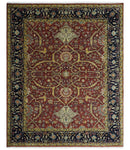 Large 8x10 and 9x12 Fine Hand Knotted Blue and Rust Traditional Vintage Persian Style Mahal Antique Wool Rug | TRDCP443