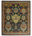 Traditional Large Design Blue, Rust and Gold Hand Knotted Multi Size wool Area Rug