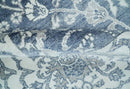 Large 8x10 Fine Hand Knotted Blue and Ivory Traditional Ikat Design Antique Floral Bamboo Silk Rug | TRDCP513810