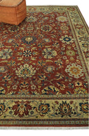 Large 8x10 Fine Hand Knotted Rust and Beige Traditional Vintage Style Mahal Antique Wool Rug | TRDCP468810