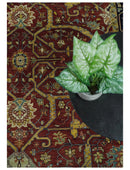 Large 8x10 and 9x12 Fine Hand Knotted Blue and Rust Traditional Vintage Persian Style Mahal Antique Wool Rug | TRDCP443