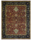Large 8x10 and 9x12 Fine Hand Knotted Blue and Rust Traditional Vintage Persian Style Mahal Antique Wool Rug | TRDCP443