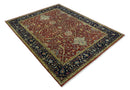 Large 8x10 and 9x12 Fine Hand Knotted Blue and Rust Traditional Vintage Persian Style Mahal Antique Wool Rug | TRDCP443