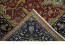 Large 8x10 and 9x12 Fine Hand Knotted Blue and Rust Traditional Vintage Persian Style Mahal Antique Wool Rug | TRDCP443