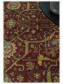 Large 8x10 and 9x12 Fine Hand Knotted Blue and Rust Traditional Vintage Persian Style Mahal Antique Wool Rug | TRDCP443