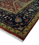 Large 8x10 and 9x12 Fine Hand Knotted Blue and Rust Traditional Vintage Persian Style Mahal Antique Wool Rug | TRDCP443