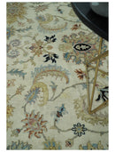 Large 9x12 Fine Hand Knotted Ivory and Black Traditional Vintage Persian Style Mahal Antique Wool Rug | TRDCP452912
