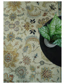 Large 9x12 Fine Hand Knotted Ivory and Black Traditional Vintage Persian Style Mahal Antique Wool Rug | TRDCP452912