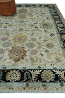 Large 9x12 Fine Hand Knotted Ivory and Black Traditional Vintage Persian Style Mahal Antique Wool Rug | TRDCP452912