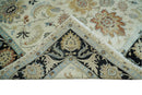 Large 9x12 Fine Hand Knotted Ivory and Black Traditional Vintage Persian Style Mahal Antique Wool Rug | TRDCP452912