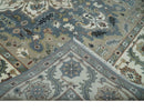 Large 9x12 Living Room Wool Rug, Hand Knotted Ivory, Charcoal and Olive Traditional Design